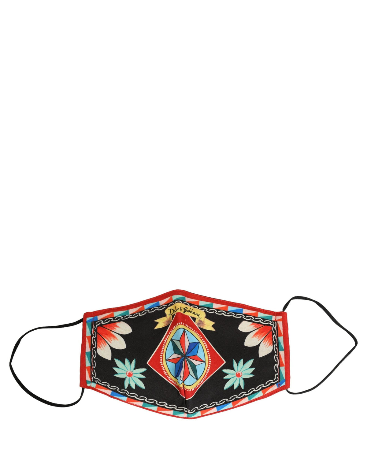 Dolce & Gabbana Men Black Carretto Print Elastic Ear Strap Face Mask
