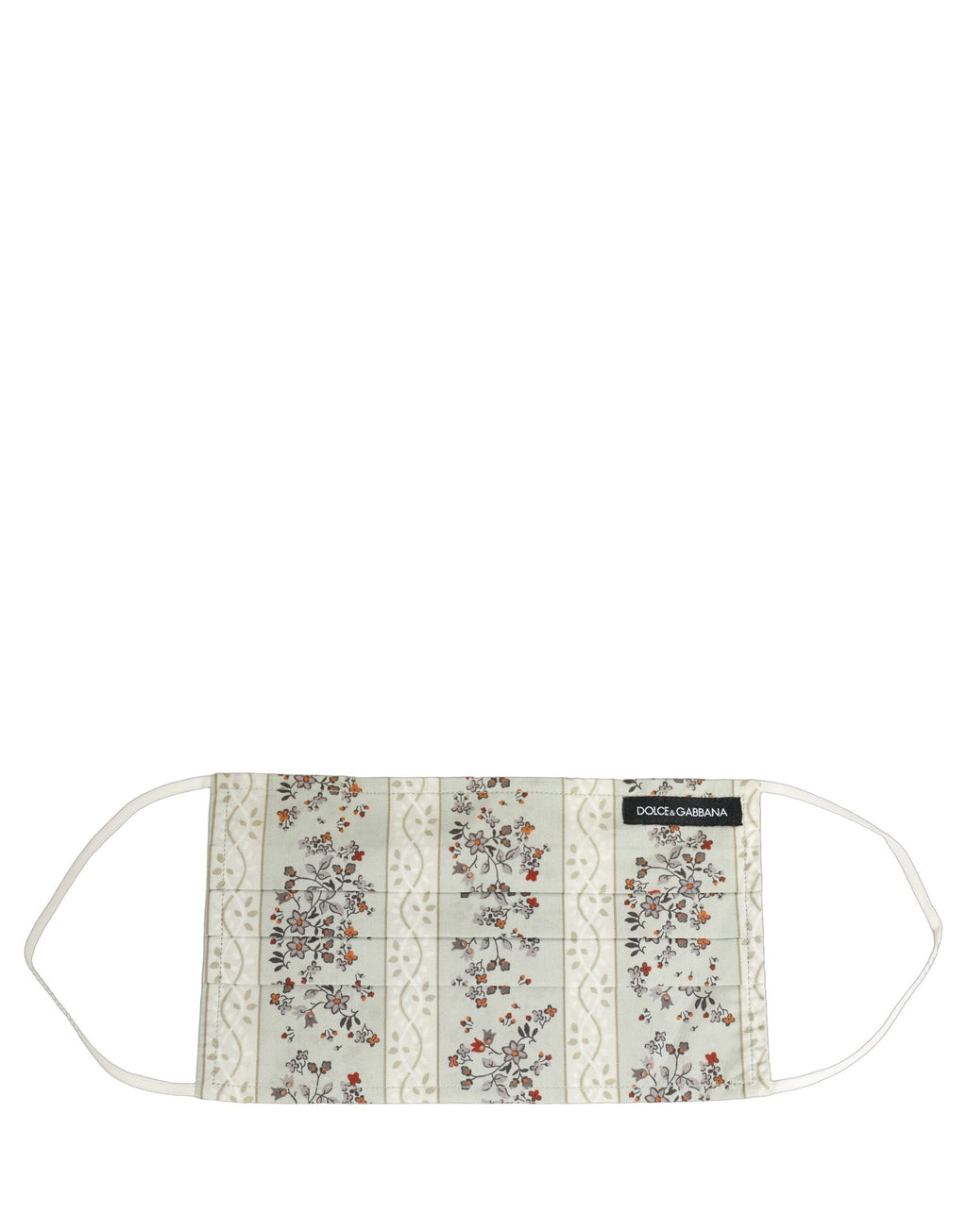 Dolce & Gabbana White Floral Cotton Pleated Elastic Ear Strap Face Mask
