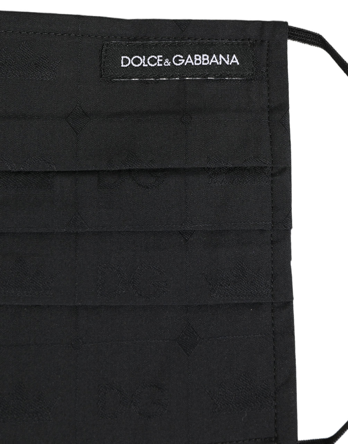Dolce & Gabbana Black 100% Cotton Pleated Elastic Ear Strap Face Mask