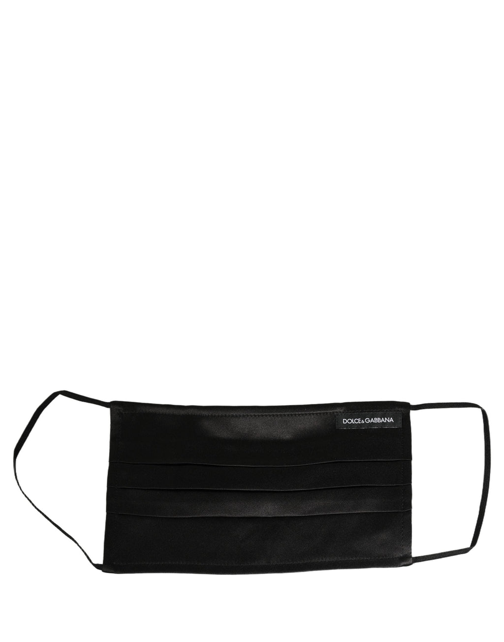 Dolce & Gabbana Black Satin Silk Pleated Elastic Ear Strap Face Mask