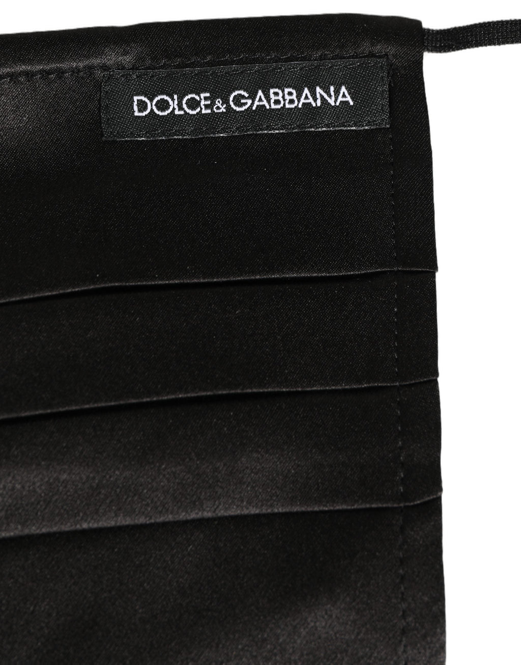 Dolce & Gabbana Black Satin Silk Pleated Elastic Ear Strap Face Mask