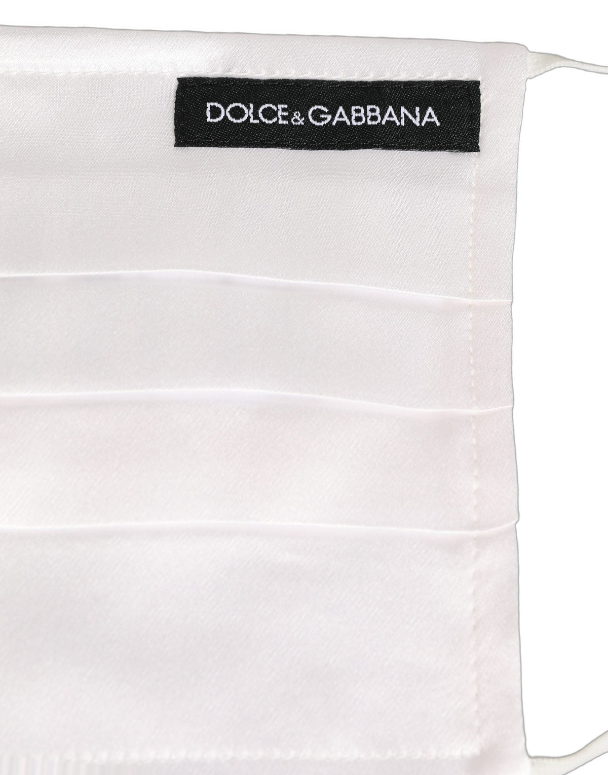 Dolce & Gabbana White Satin Silk Pleated Elastic Ear Strap Face Mask