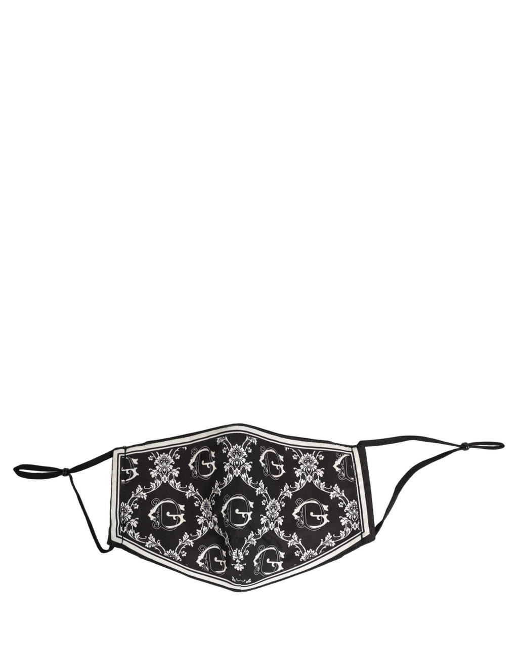 Dolce & Gabbana Black White Logo Baroque Elastic Ear Strap Face Mask