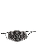 Dolce & Gabbana Black White Logo Baroque Elastic Ear Strap Face Mask