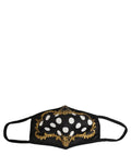 Dolce & Gabbana Black Baroque Print Polka Dot Elastic Ear Strap Face Mask