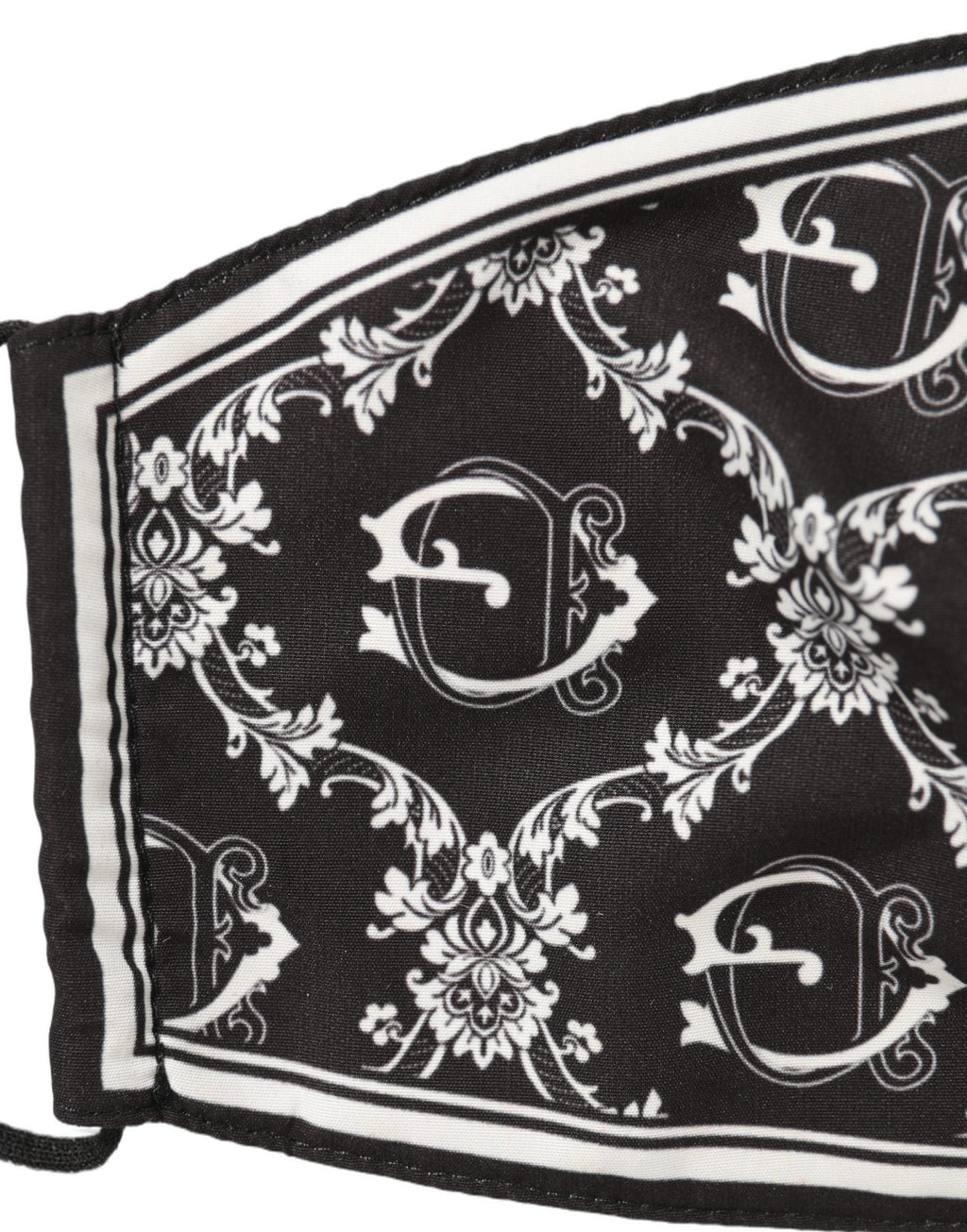 Dolce & Gabbana Black White Logo Baroque Elastic Ear Strap Face Mask