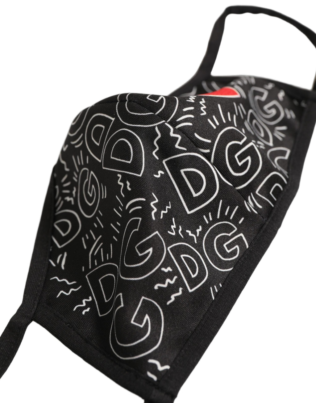 Dolce & Gabbana Black Heart DG Logo Monogram Elastic Ear Strap Face Mask