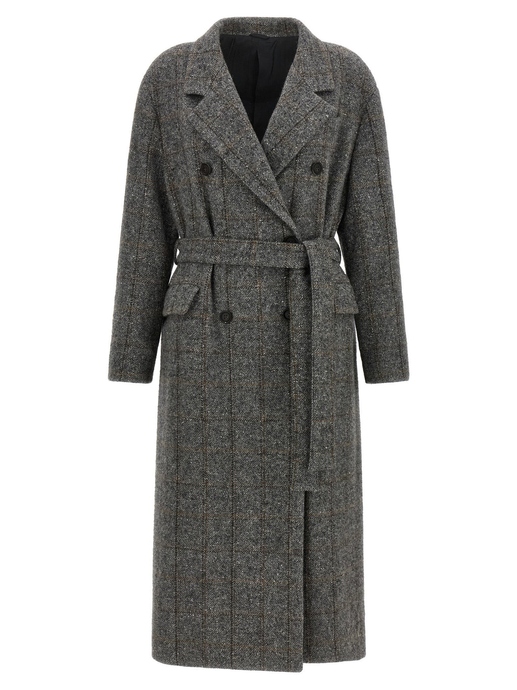 Brunello Cucinelli Gray Alpaca Leather Coat