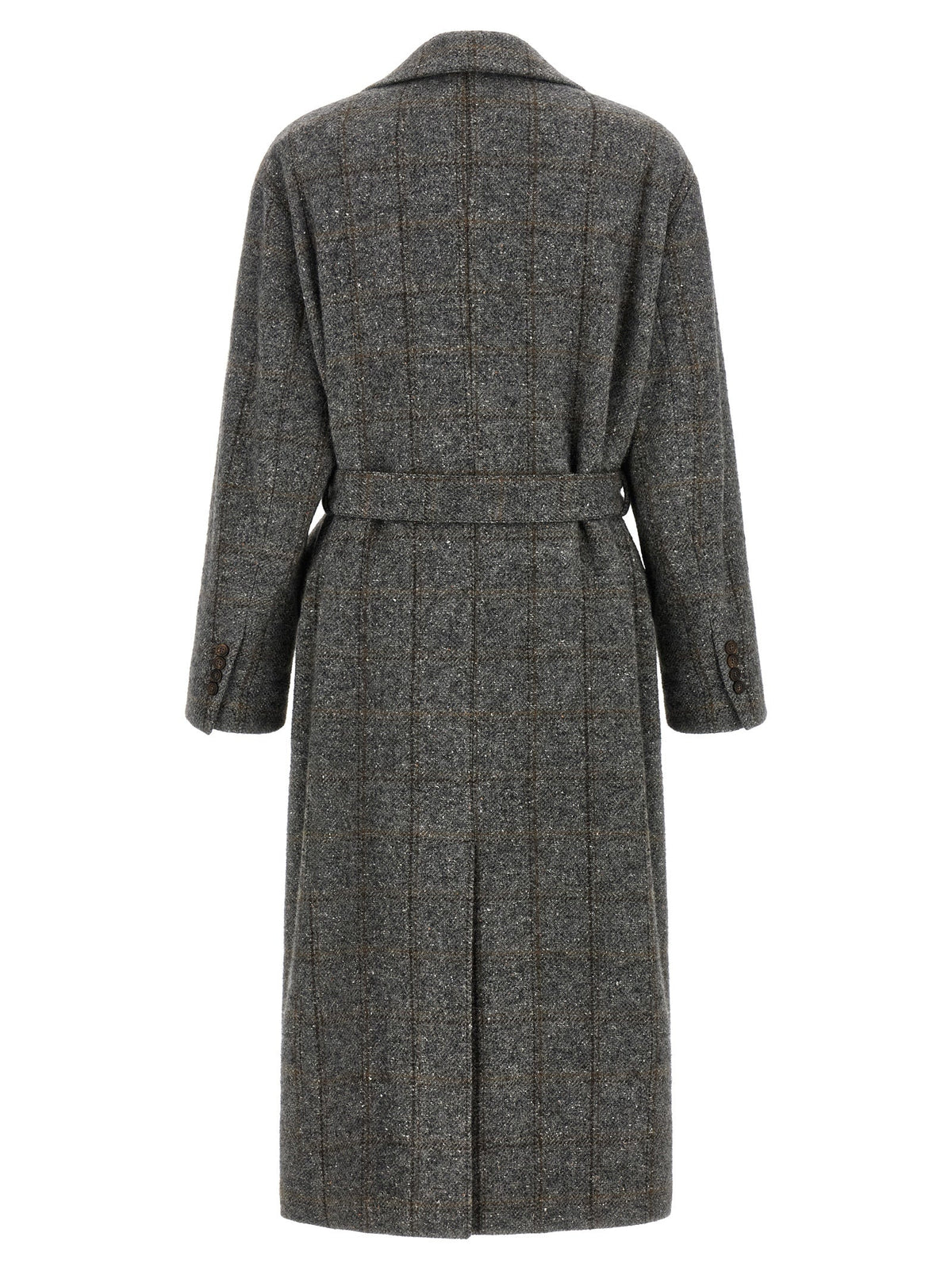 Brunello Cucinelli Gray Alpaca Leather Coat