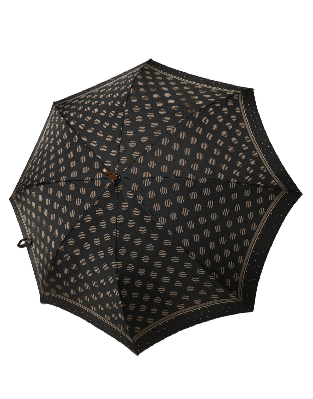 Dolce & Gabbana Black Gold Jacquard Polka Dot Long Handle Umbrella