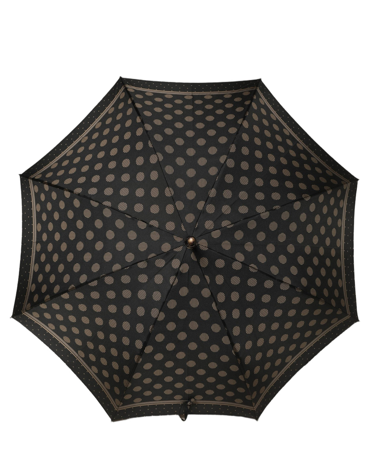 Dolce & Gabbana Black Gold Jacquard Polka Dot Long Handle Umbrella