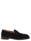 Brunello Cucinelli Blue Calfskin Slip-On Loafers