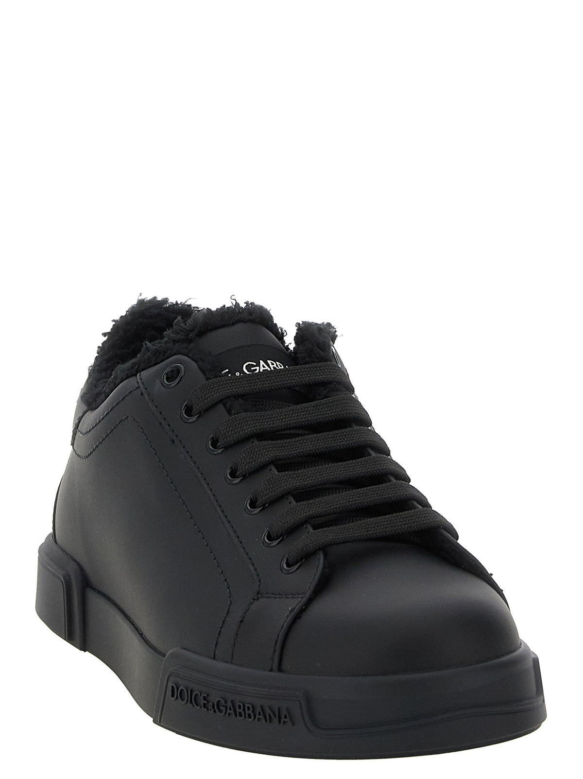 Dolce & Gabbana Black Calfskin Low Top Sneakers