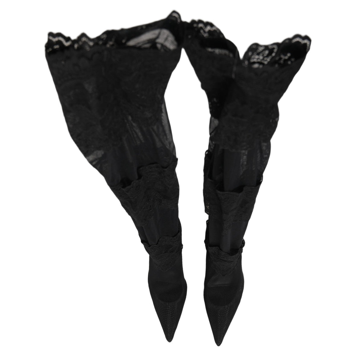 Dolce & Gabbana Black Over The Knee Sock Pumps Boots Shoes