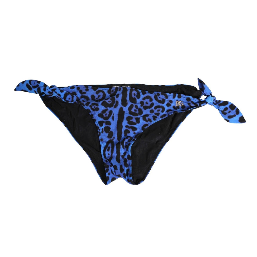 Dolce & Gabbana Blue Leopard Print Bikini Bottom Beachwear Swimwear