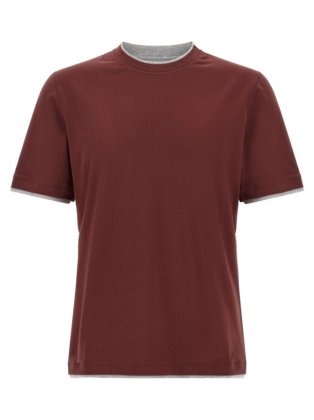 Brunello Cucinelli Bordeaux Cotton T-Shirt