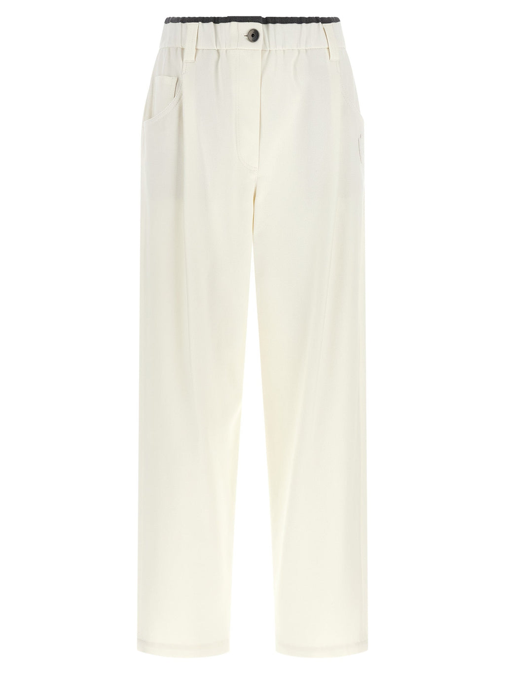 Brunello Cucinelli White Cotton Casual Pants