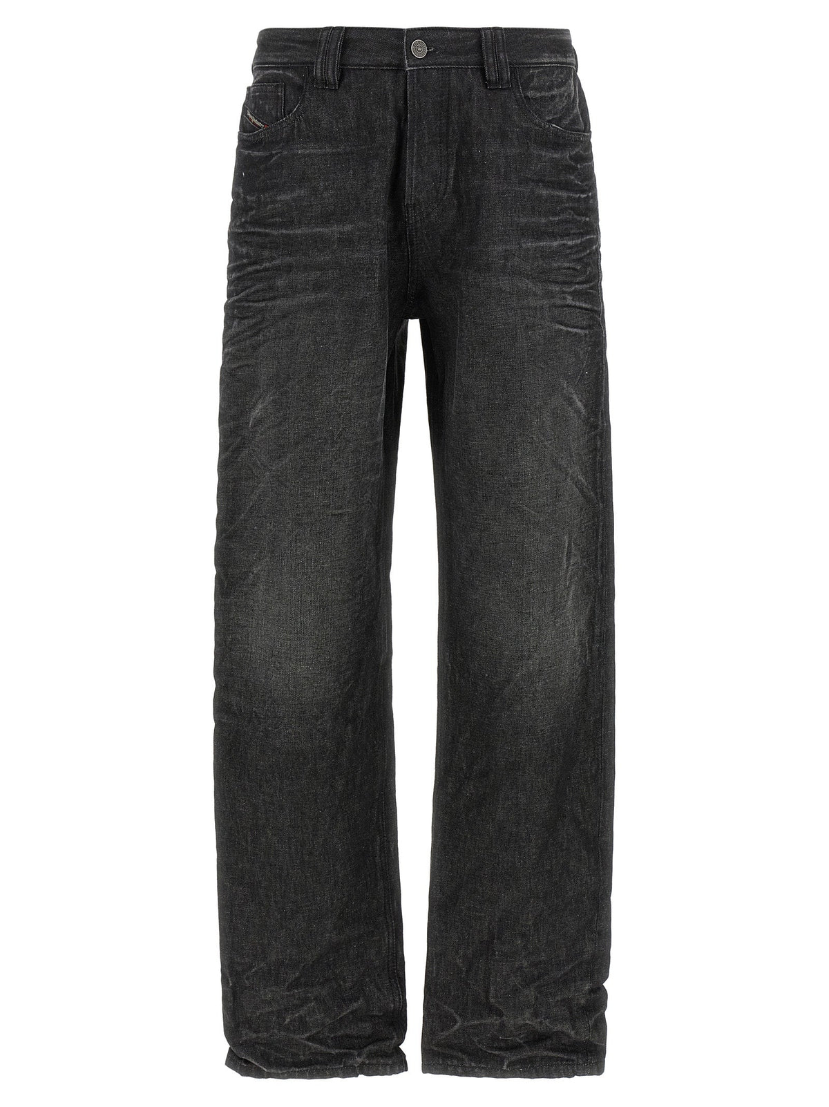 Diesel Gray Cotton Straight-Leg Jeans