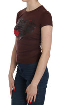 Brown Hearts Short Sleeve Casual T-shirt Top