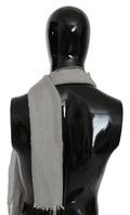 Costume National Gray Fringe Neck Wrap Cotton Scarf