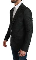 Gray Plaid Check Slim Fit Jacket Blazer