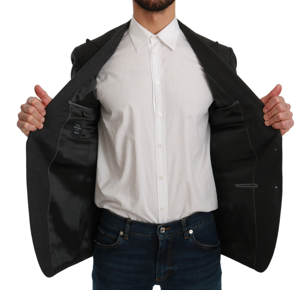Dolce & Gabbana Gray NAPOLI Slim Fit Jacket Wool Blazer