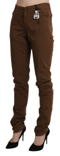 Brown High Waist Skinny Trouser Cotton Pants