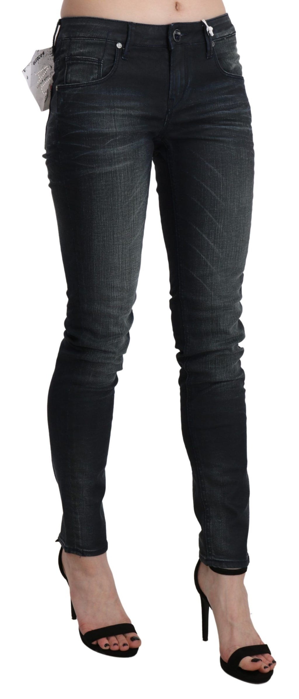 Blue Washed Low Waist Skinny Denim Trouser