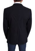 Dark Blue Wool Stretch Men Coat MARTINI Blazer