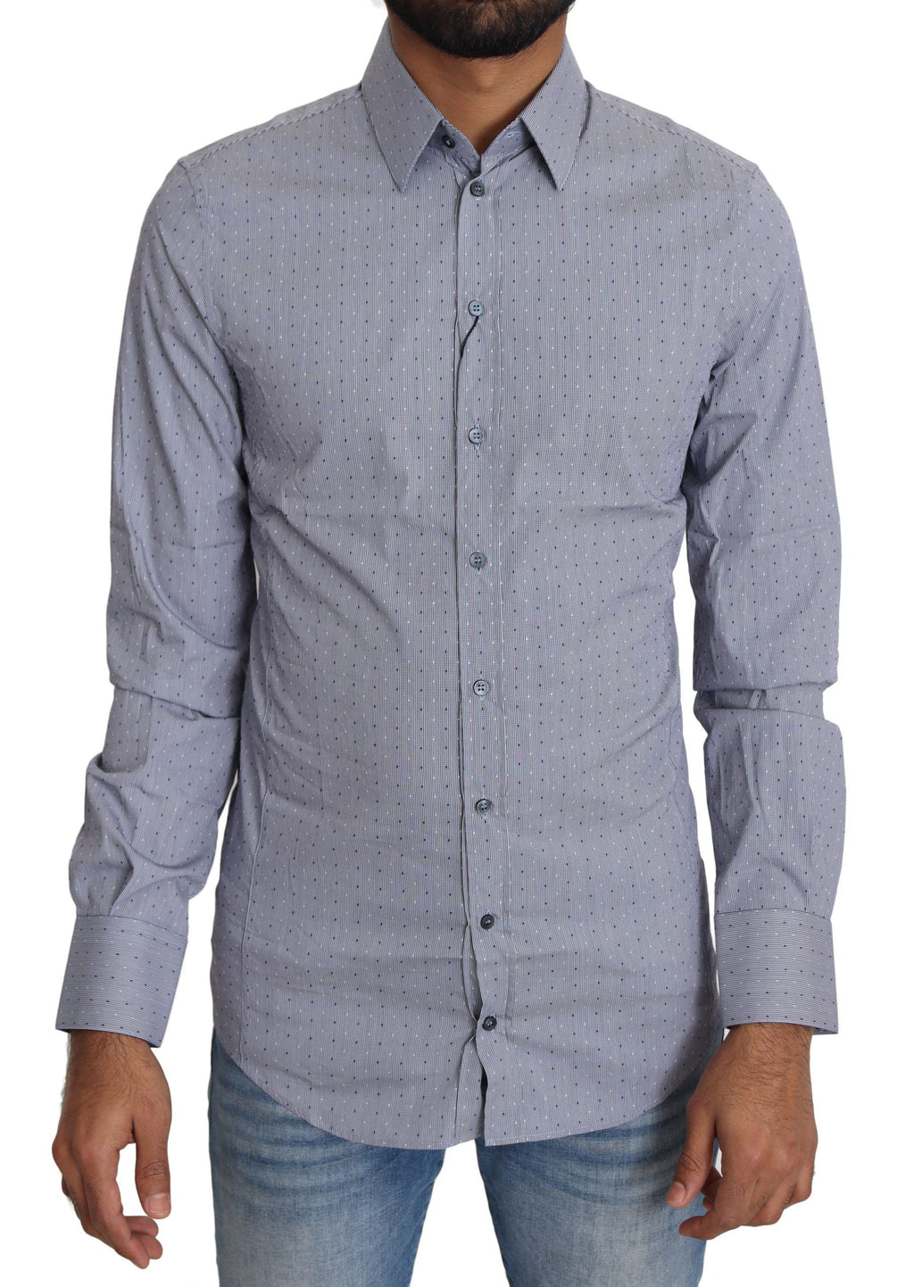 Gray Dotted Semi Fitted Formal SICILIA Shirt