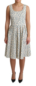 Beige Dotted Cotton A-Line Gown Dress