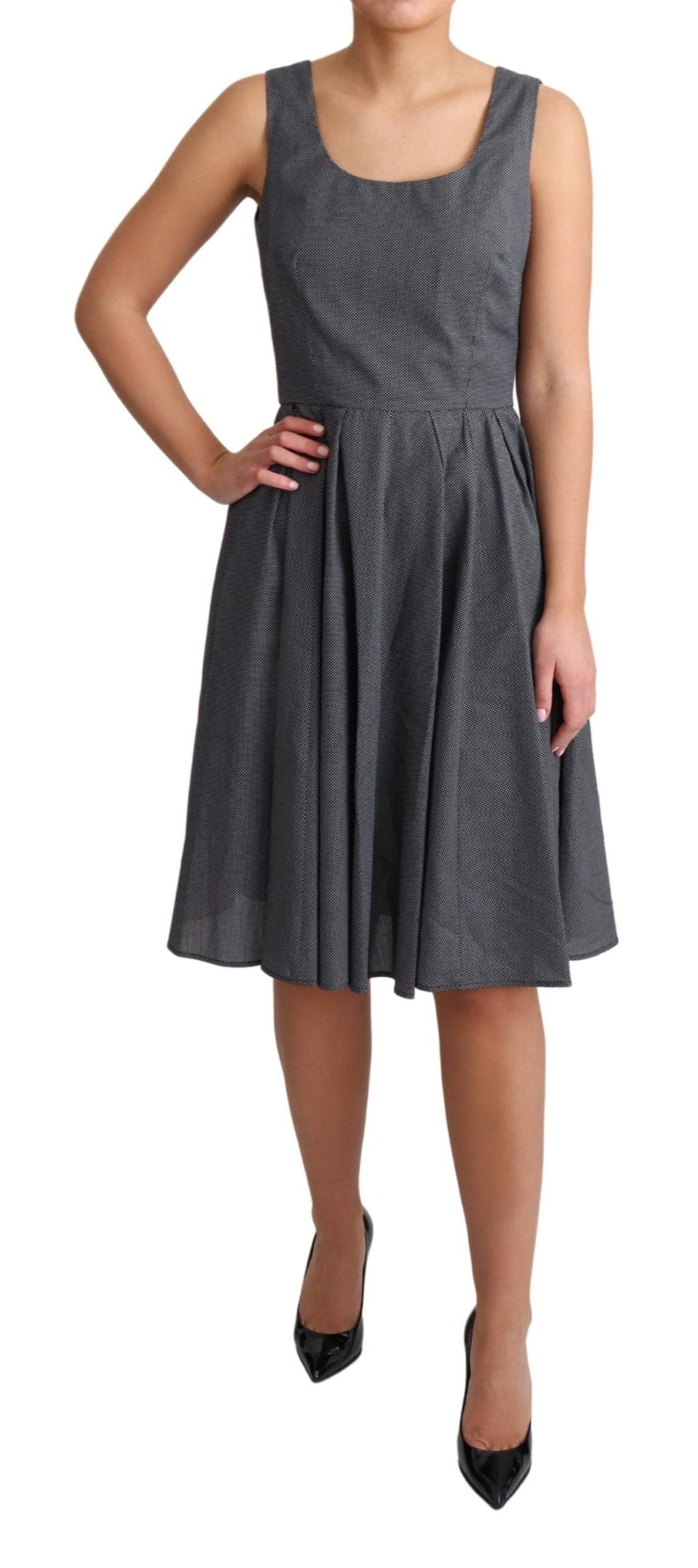 Dolce & Gabbana Black Polka Dotted Cotton A-Line Dress