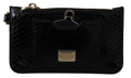 Dolce & Gabbana Black Leather Coin Purse Wristlet Mirror Agnese Wallet