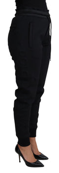 Black Polyester Neoprene Jogger Trouser Pants