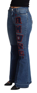 Blue Amore Patch Boot Cut Cotton Stretch Pant