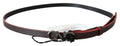 Black Maroon Skinny Leather Buckle Waist Belt