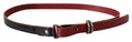 Black Red Skinny Leather Logo Belt