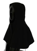 Black Wool Whole Head Hooded Scarf Hat