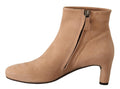 Beige Suede Leather Mid Heels Pumps Boots Shoes