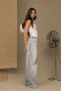 Gray Cotton Jeans & Pant