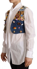 Multicolor Embellished Waist Coat Cotton Top