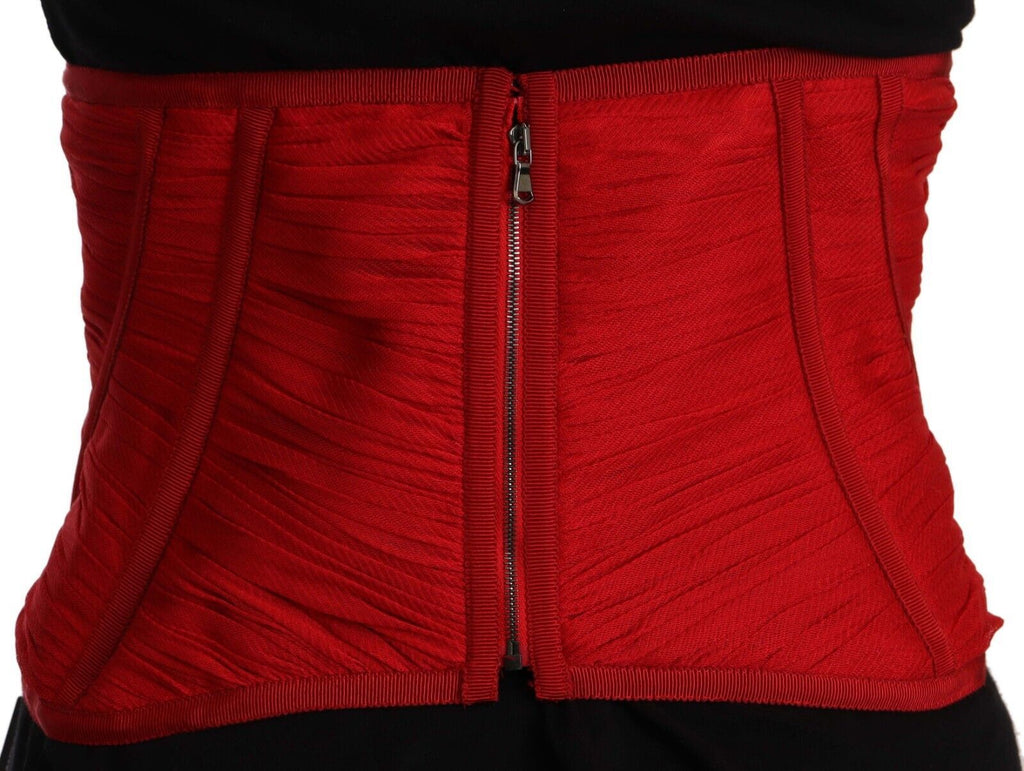 Red Corset Belt Stretch Waist Strap Silk Top