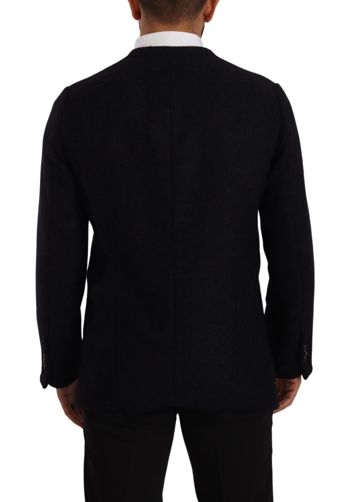 Gray Alpaca Button Down Men Coat Jacket