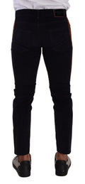 Blue Cotton Stretch Skinny Corduroy Jeans