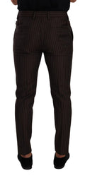 Brown Striped Wool Formal Trouser Dress Pants