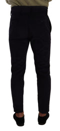 Blue Cotton Skinny Corduroy Trouser Pants