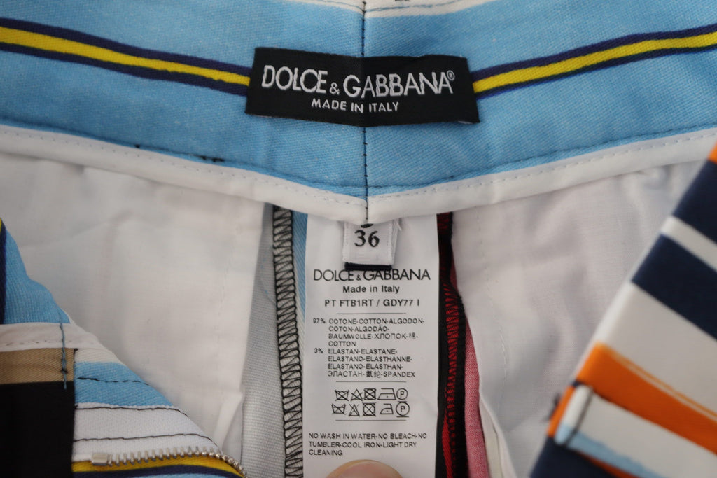 Multicolor Striped High Waist Cotton Pants