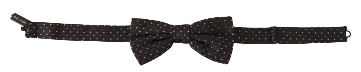 Dolce & Gabbana Dark Gray Polka Dot 100% Silk Neck Papillon Tie