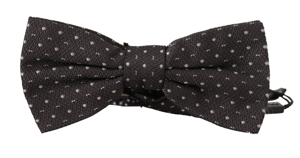Dolce & Gabbana Dark Gray Polka Dot 100% Silk Neck Papillon Tie