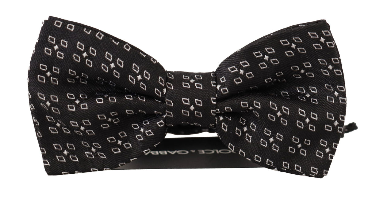 Dolce & Gabbana Dark Gray White Polka Dot 100% Silk Neck Papillon Tie